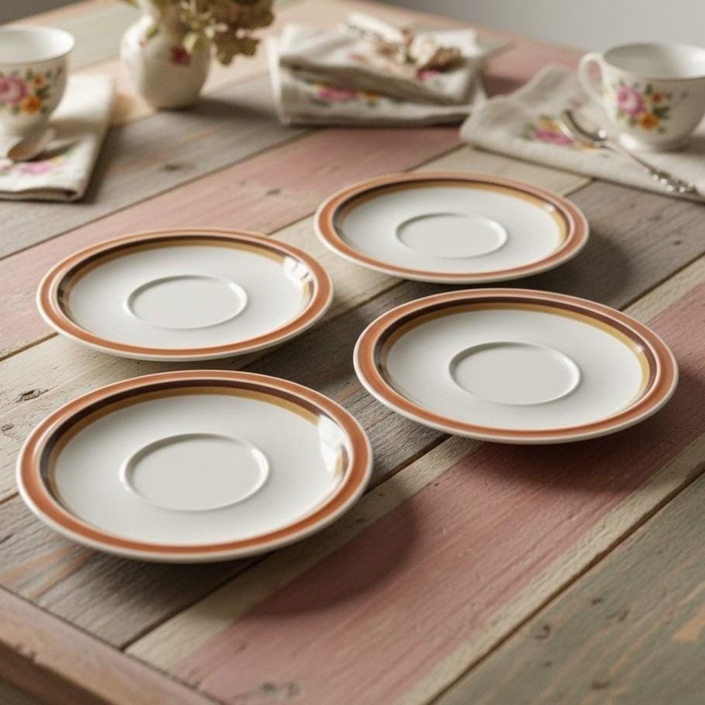 Vintage Genuine Stoneware Saucers Plates Japan  Set of 4